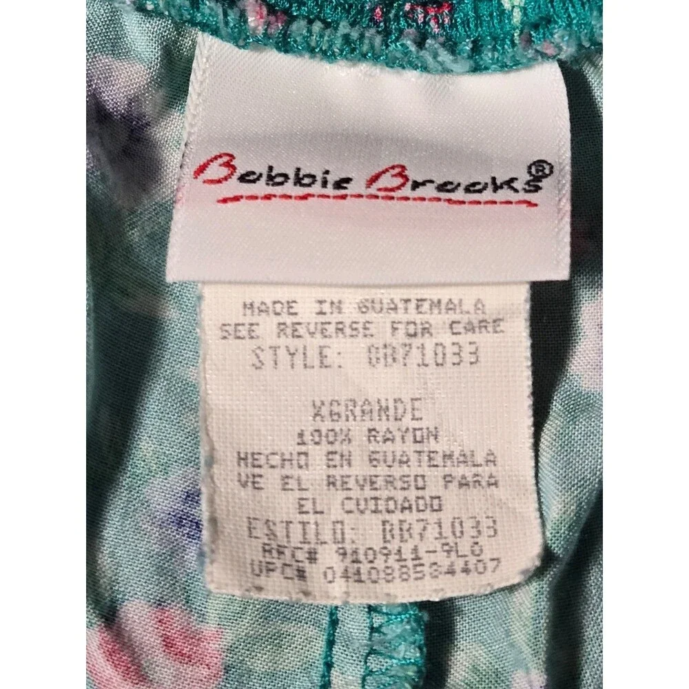 Vtg Bobbie Brooks Casual Pull on Shorts Floral Teal Pink 7" inseam Womens XL - Picture 3 of 5